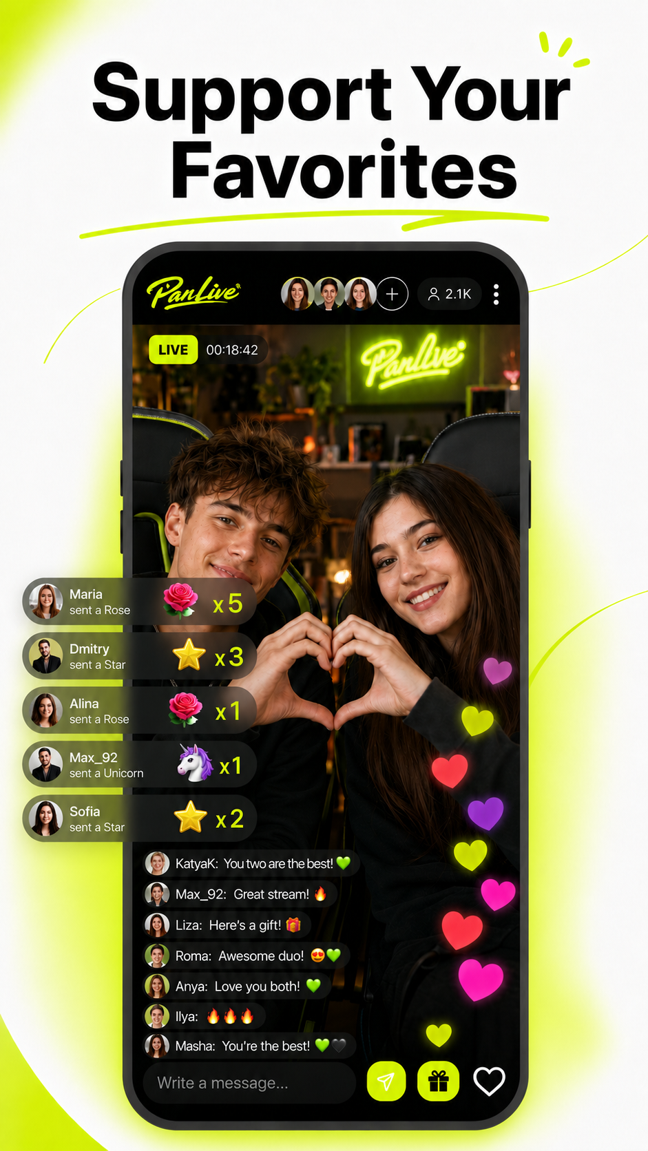 Free gifts and reactions in PanLive